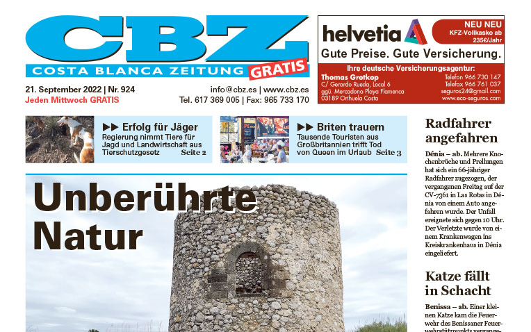 Costa Blanca Zeitung – 21. September 2022