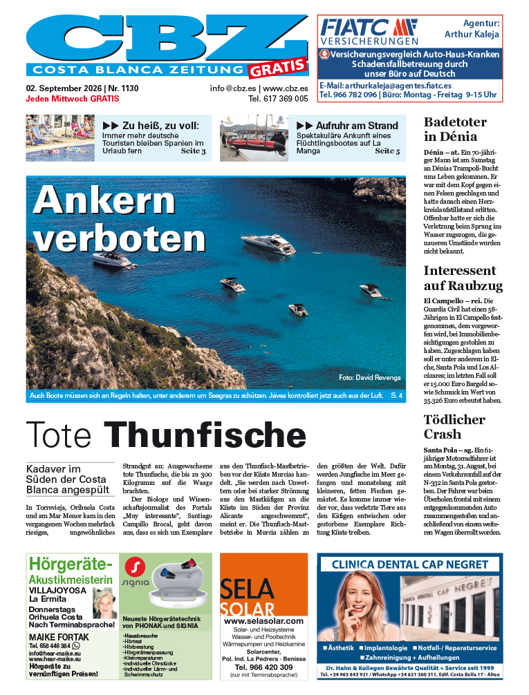 Costa Blanca Zeitung - 2. September 2026