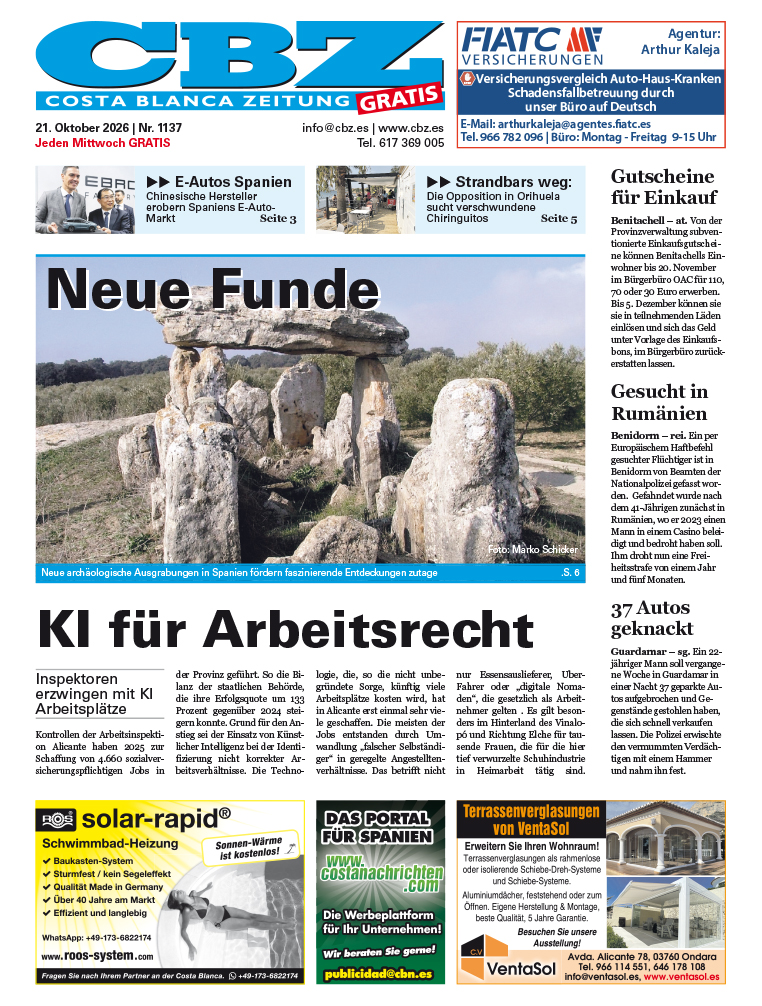 Costa Blanca Zeitung - 21. Oktober 2026